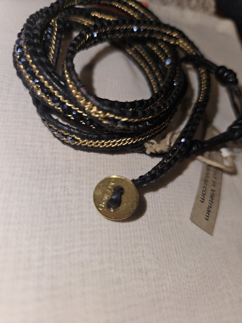 Chan Luu Black and Gold Multi-Strand Wrap Bracelet - Picture 3 of 3